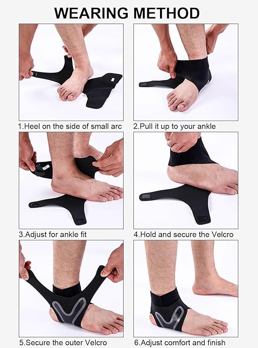SUJAYU 2 Pack Ankle Brace & Elastic Supports for Men & Women, Ankle Support Ankle Compression Sleeve, Ankle Wrap Ankle Sleeve Ankle Brace for Sprained Ankle (Black, Small)