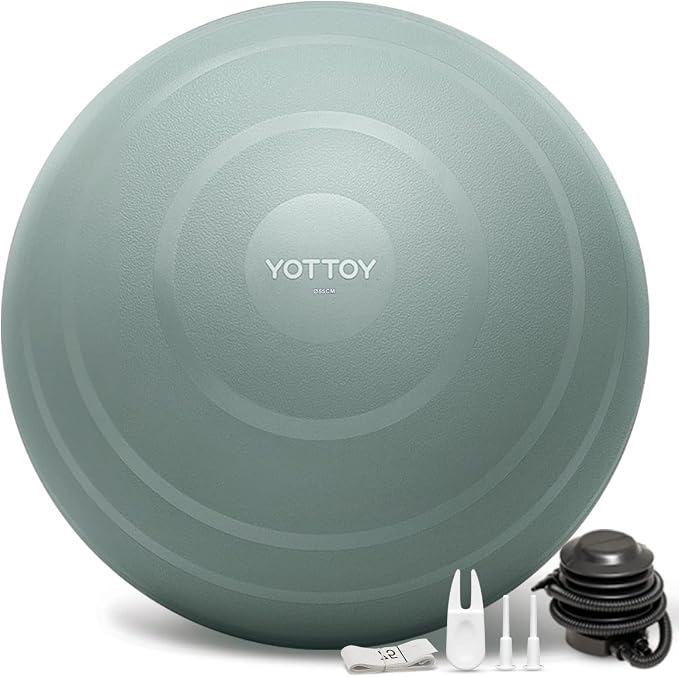 YOTTOY Anti-Burst Exercise Ball for Working Out, Yoga & Pregnancy, Extra Thick Workout Ball for Physical Therapy & Fitness