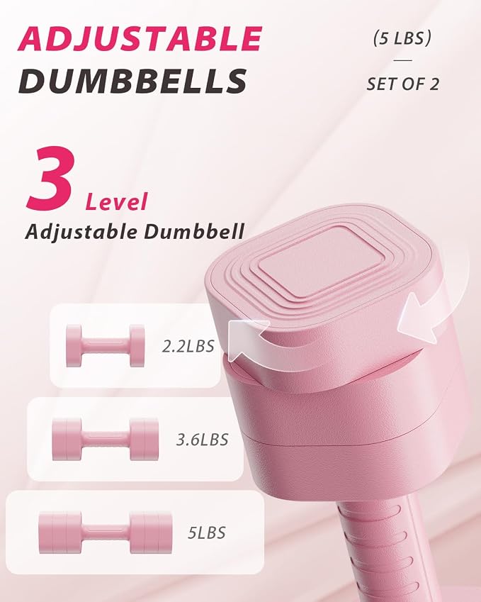 Ragebby Adjustable Dumbbell Set of 2, Weights for Men and Women at Home | Anti-slip Handle, Weights Dumbbells Set, 2lb/3lb/5lb/10lb/15lb/20lb for Pilates, Yoga, Strength Training