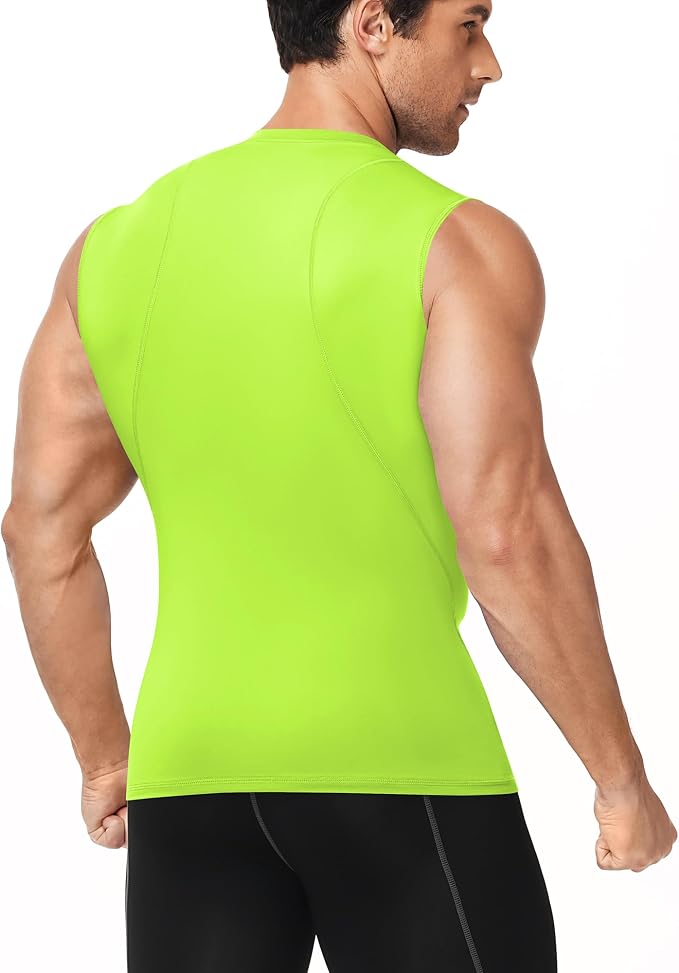 Men's Compression Shirt Sleeveless Athletic Workout Tank Tops Quick Dry Muscle Undershirts for Gym Running