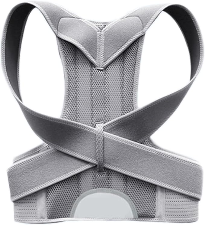Posture Corrector for Women and Men, Adjustable Back Straightener Posture Corrector,Upper Lower Back Brace Support Belt for Men Women Body Neck Shoulder Trainer (L, Grey)