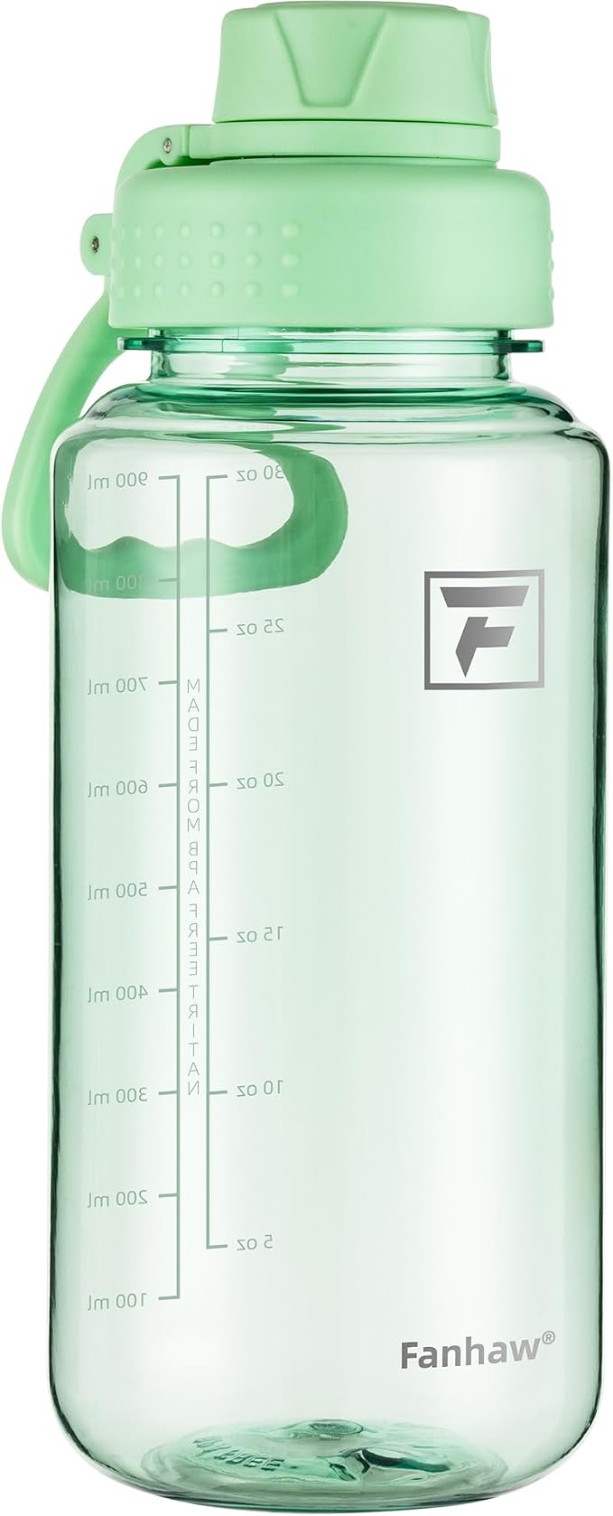 Fanhaw 32 oz Clear BPA-Free Tritan Water Bottle with Fast-Flow Spout Lid, BPA-Free & Leak-Proof Wide-Mouth Reusable Bottle for Gym, School & Office, Back to School Essentials (Glow Green)