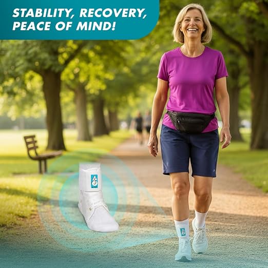 Med Spec ASO Speed Lacer Ankle Stabilizer Brace Sprain Support White MD | Orthopedic Speed Lacing Ankle Brace for Men, Women, Teens, And Kids, Bilateral, Workouts, Everyday Ankle Protection. 223604