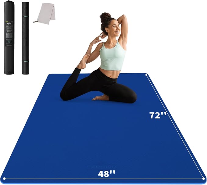CAMBIVO 72''x48'' Large Yoga Mat, Extra Thick TPE Workout Mat | extra large exercise mat, non-slip TPE cushioning for joint relief, pilates stretching, apartment noise dampening