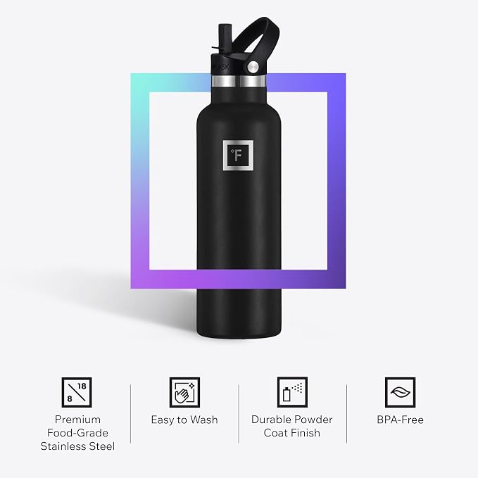 IRON °FLASK 32 oz Narrow Mouth Water Bottle with 3 Lids | Insulated Stainless Steel Sports Water Bottle with 3 Leakproof Lids - BPA Free, Cold 24 Hrs, Sweat Free (Burgundy)