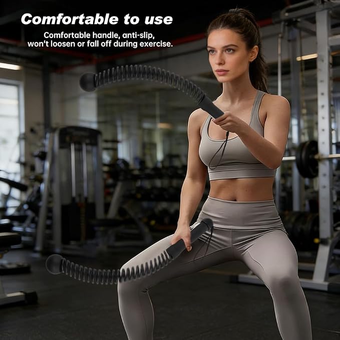Ropeless Battle Ropes, 2 Pcs Weighted Cordless Workout Ropes with Non-Slip Handles, Training Ropes for Home Gym, HIIT, Strength & Full Body Workout, with Carry Bag & Cooling Towel