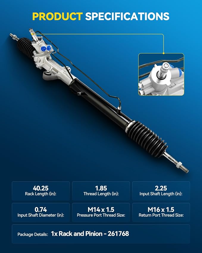 PHILTOP Power Steering Rack and Pinion for Accord, CL | 1994-1997 Accord 2.2L, 1997-1999 CL 2.2/2.3L Replace No.53601SV4A02, 53601SV4A01, 53601SY8A01, 53010SV4000, 261768