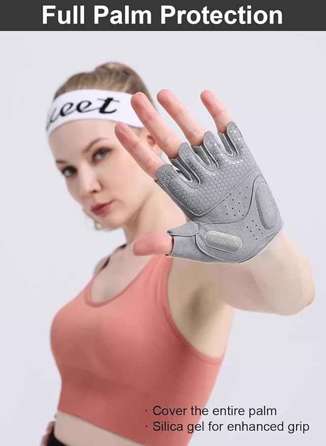 SUJAYU Workout Gloves for Women & Men, Anti-Slip Fingerless Gloves for Weightlifting, Mens Workout Gloves Gym Gloves Fitness Gloves