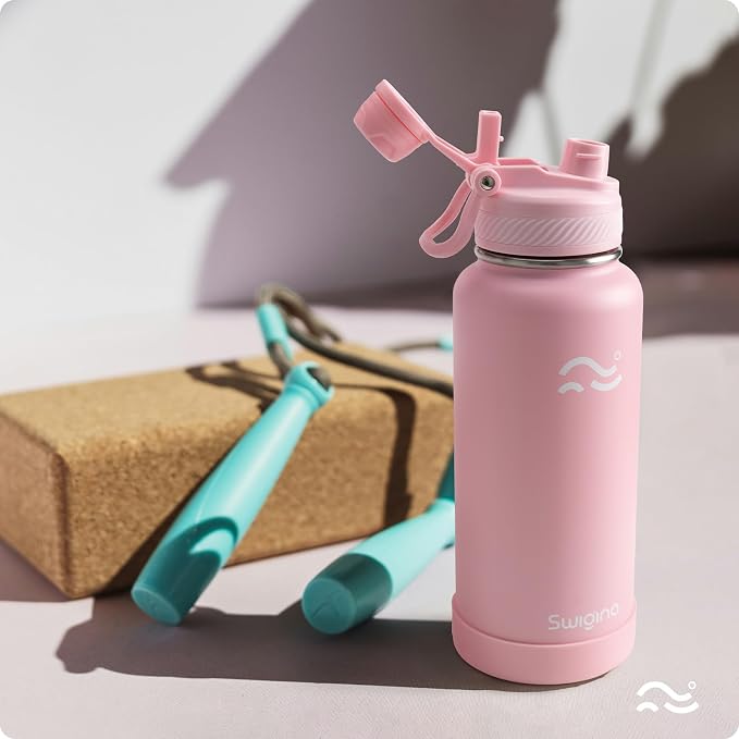 Swigina Insulated Water Bottle with Boot (Keep 36 hrs Cold) BPA Free, 32 oz