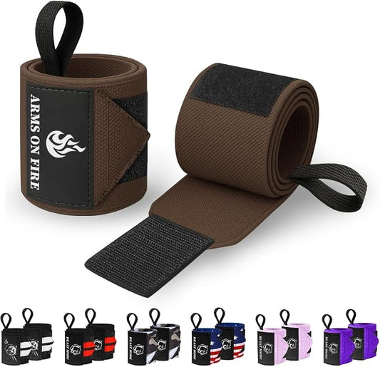 TECEUM Elastic Cotton Weightlifting Wrist Wraps with Thumb Loops, 1 Pair