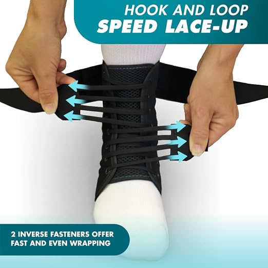 Med Spec ASO Speed Lacer Ankle Stabilizer Brace Sprain Support Black SM | Orthopedic Speed Lacing Ankle Brace for Men, Women, Teens, And Kids, Bilateral, Workouts, Everyday Ankle Protection. 223612