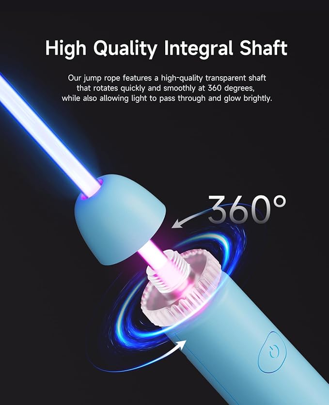 LED Jump Rope for Kids, Glow in The Dark Fun Fitness Gift | Rechargeable, 180-day battery, 9.2ft for ages 6+, colorful LED modes, birthday gift, outdoor fun