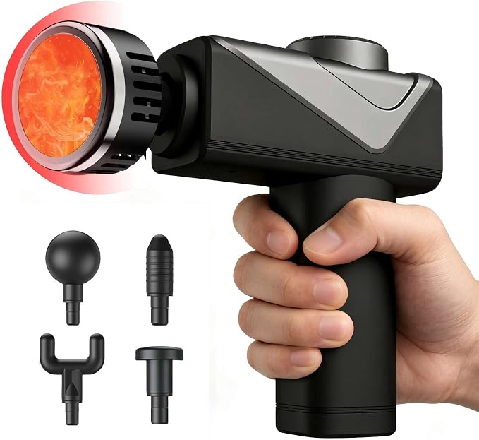Massage Gun with Heat, Powerful Warming Massage, Home & Travel | Massage Gun with Heat, Powerful Heated Massage, Quiet Portable Massager for Home& Travel, Lightweight Design