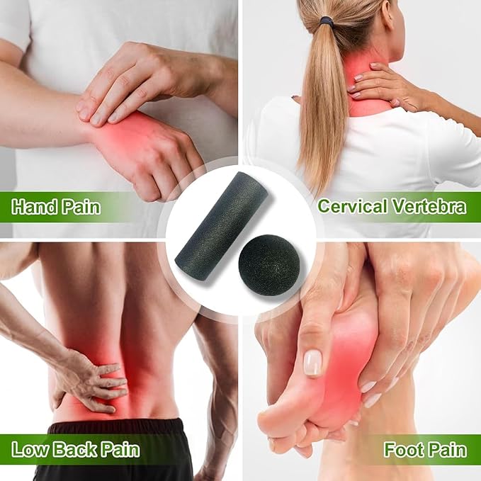 Mini Foam Roller, High Density Massage Tool for Physical Therapy | Extra Small Size 6"L x 2" Round, 3.2-Inch Ball, Deep Tissue Muscle Recovery, Fitness Workout Stretching, Travel
