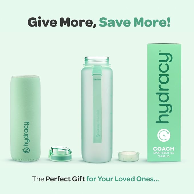 Hydracy Motivational Water Bottle with Time Marker & Fruit Infuser 32 oz | BPA-Free Tritan, Leakproof Flip-Top Lid,No-Sweat Sleeve,Carry Strap,Daily Intake Tracking for Gym,Sports,Outdoors