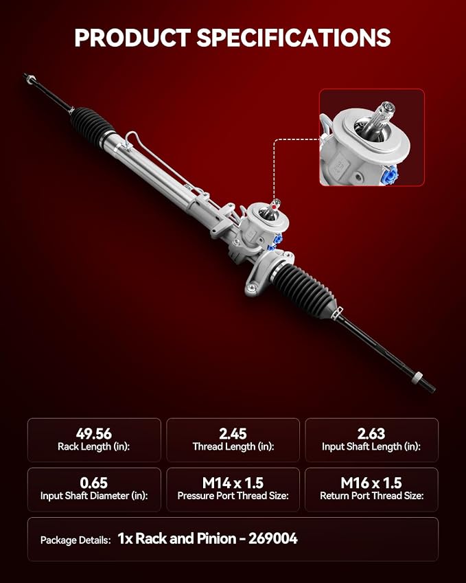Torchbeam Power Steering Rack & Pinion Assembly Fit for 2000-2005 Jetta, 1998-2010 Beetle, 2000-2001 Golf(German Built), 2002-2006 Golf, Hydraulic System Steering, Replaces OEM 26-9008