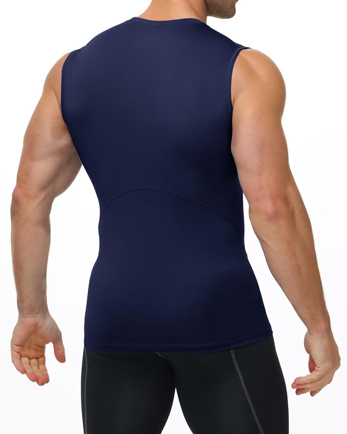 Mens Sleeveless Compression Shirt Athletic Workout Tank Top Quick Dry Muscle Base Layer Undershirt Gym Running