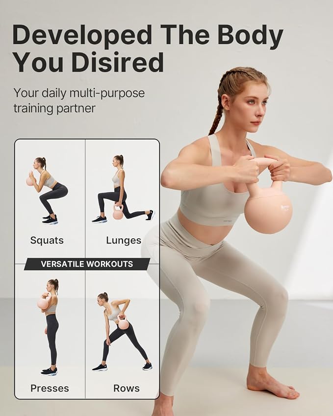 YOTTOY Soft Kettlebell for Home Workouts, Anti-Slip Wide Handle Strength Training Kettlebells, Cushioned Base for Safety - Ideal for Men, Women & Beginners