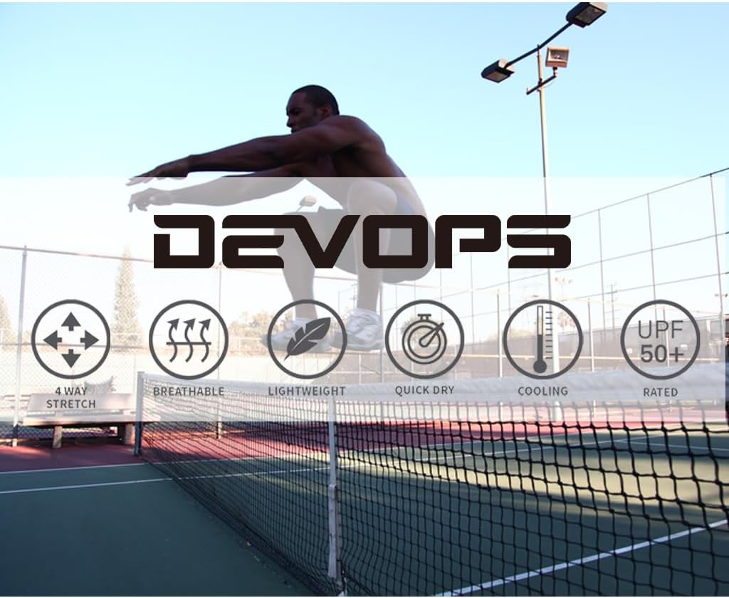 DEVOPS 3 Pack Men's Compression Shirts Sleeveless Tank Top Baselayer | Gym Training, Running, Moisture Wicking, Compression Fit, 4-Way Stretch, UPF 50+, Sleeveless