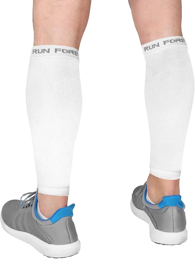 Run Forever Calf Compression Sleeve for Men & Women, 20-30mmHg Compression | Leg Sleeve for Shin Splints, Varicose Veins, Swelling & Pain Relief | Footless socks for Running, Cycling & Travel