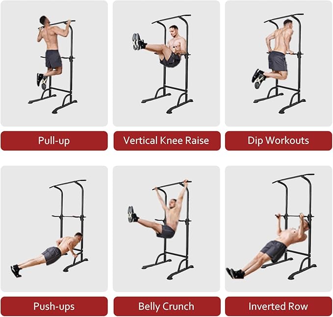 Tappio Power Tower Pull Up Bar for Home Gym, Multi Functional Pull Up Bar Stand Dip Bar Station, Adjustable Height Workout Dip Station Strength Training Fitness Equipment