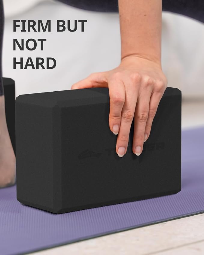 Trideer Yoga Blocks 2 Pack, Soft Non-Slip Foam Blocks with Beveled Edges for Alignment and Stretching in Yoga, Pilates, and Dance - Supportive, Lightweight, Odor Resistant, Latex-Free