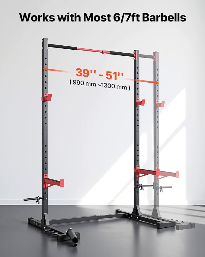 VEVOR Power Cage Squat Rack, Multifunctional Squat Rack for Home Gym, Workout Strength Training Equipment for Bench Press Squats Pull-Up