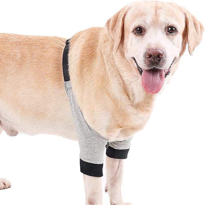HDKUW Dog Elbow Protector for Calluses, Recovery Suit for Front Legs, Cone Collar Alternative to Stop Licking Wounds, Cover Sleeve for Small Medium Large Dogs (L)