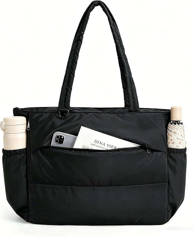 BAGSMART Yoga Pilates Tote Bag for Women with Knotted Handle, Gym Bag | 23L lightweight & waterproof shoulder sling bag, gym bag with yoga mat holder, for 15.6'' Laptop, ideal for work travel