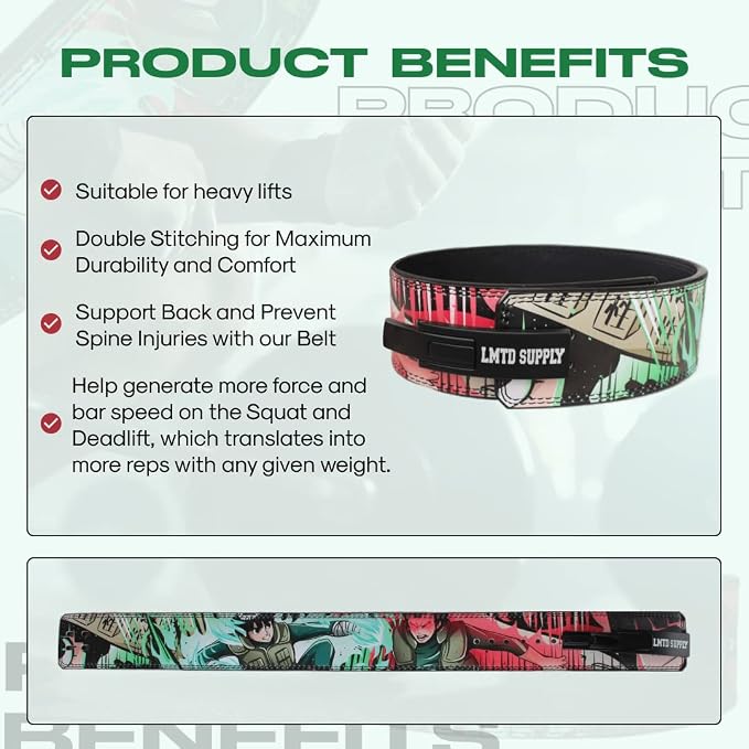 Anime Lever Belt, Weight Lifting Belt, Heavy Duty Powerlifting Weightlifting Gym Belt for Deadlifts Squats Back Support