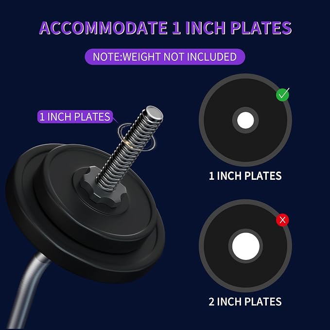 47" EZ Curl Bar Weight Lifting Bar, 1-inch Curling Bars for Weight lifting | Barbell bar for Hip Thrusts/Squats/Lunges for Gym and Home, With 2 Star Double Risk Star-nuts (220lb Weight Capacity)