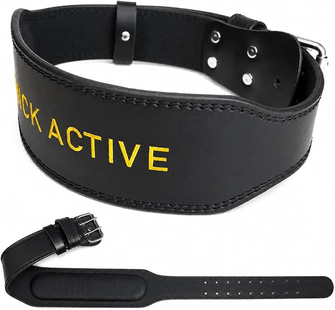 Weightlifting Belt - Pro Leather Belt for Powerlifting, Squats & Deadlifts, Lower Back Support with Adjustable Buckle for Men & Women