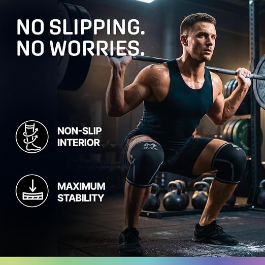 Modvel 7mm Neoprene Knee Sleeves for Men & Women Weightlifting & Powerlifting – Compression Knee Sleeve Support for Squats, Gym, Training – USPA, IPL Approved – XX-Large Black (Pair)