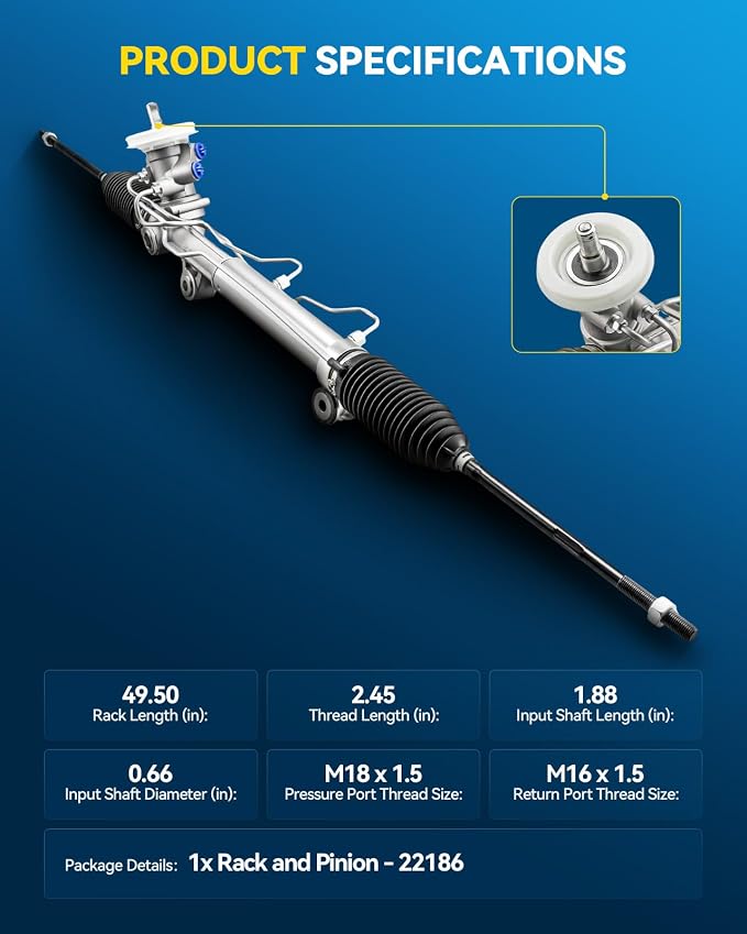 PHILTOP Power Steering Rack and Pinion for Impala, Century, LaCrosse | 2000-2011 Impala, Monte Carlo, 1997-2008 Grand Prix, Century, 2005-2009 LaCrosse Replace No.26056808, 22186, 26079913