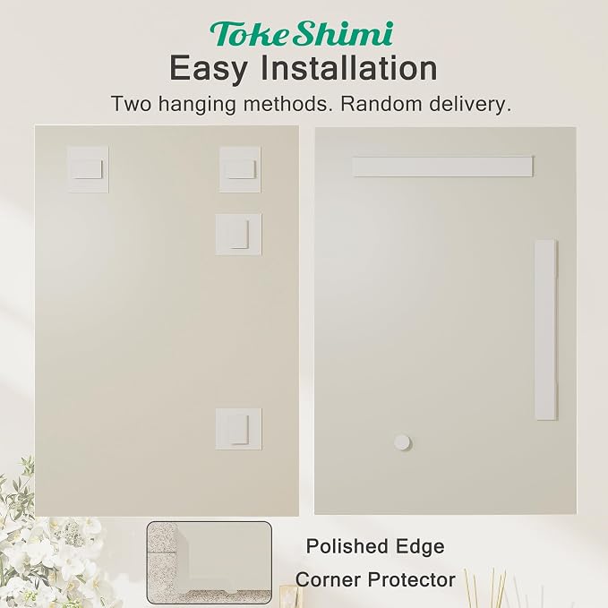TokeShimi 24x36 Frameless Bathroom Mirror, Vanity Bathroom Mirror for Wall Shatterproof Modern Rectangle Mirrors for Bedroom, Living Room, Entryway, Home Gym, Entryway