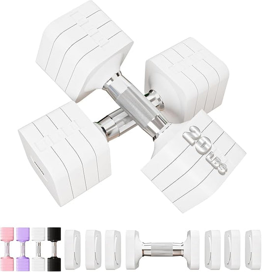 Adjustable Dumbbell Set for Women Men 7.5LB/10LB/15LB/20LB/25LB Each | Dumbbells Set of 2, Free Weight Set at Home Gym, Hand Weights with Locking/Metal Handle for Exercise Muscle Toning Rehab