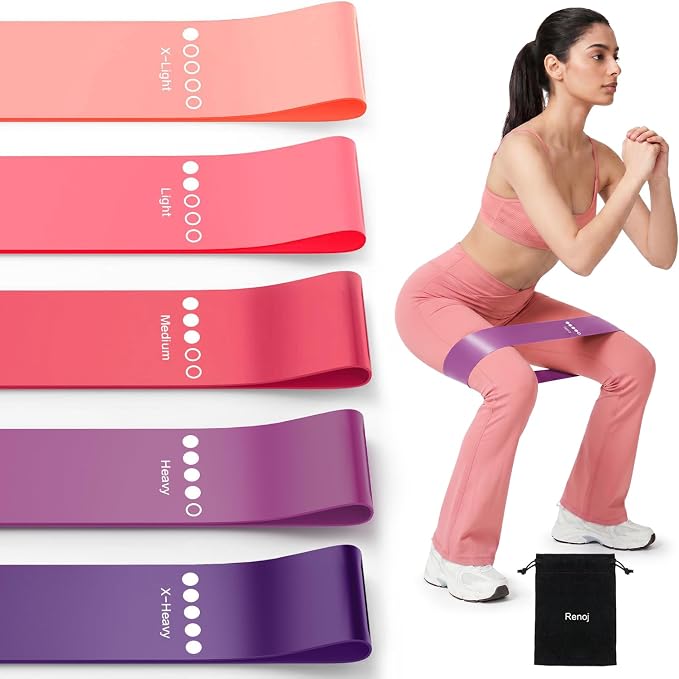 Resistance Bands for Working Out, 5-Pack Elastic Loop Exercise Bands for Strength Training Stretching, Home Gym Equipment for Pilates Yoga Physical Therapy, Leg Glute Arm Workout Kit for Women Men