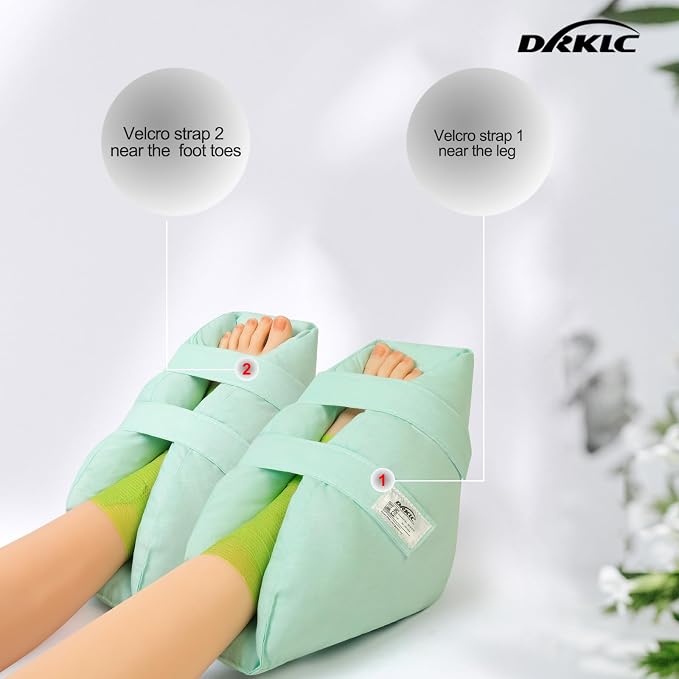Heel Protectors for Pressure Sores,Adjustable Foot Boot Surgery Recovery Supplies for Elderly Bedridden Pressure Ulcer Ankle Pillow for Bed, Wheelchairs (Light Green - 2 Picec)