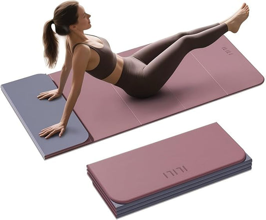 ILILI Foldable Yoga Mat 10mm, Extra Thick, Extra Long, 75x26x0.4 Inch, TPE | Non-Slip Grip, Easy Carry&Storage, Comfort Cushion, SGS Safe, Suitable for Yoga, Pilates, Home Exercise&Outdoor Travel
