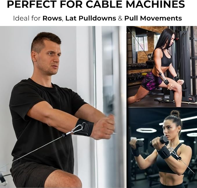 Weight Lifting Straps with D Ring - Gym Straps with D Ring | Cuffed D Rings, Padded Wrist Support, Fits All Cable Machines, Unisex, Anti Slip, Heavy Duty Weight Lifting Straps