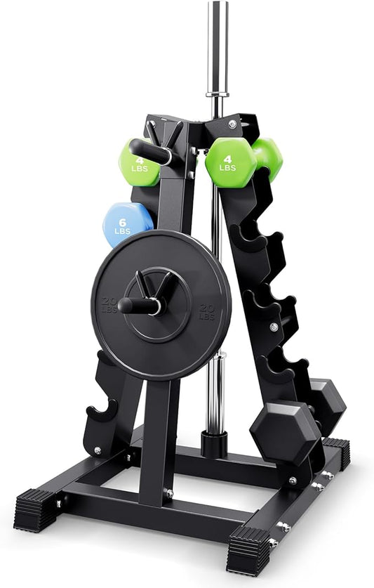 YOLEO Dumbbell Rack Stand Only, 1100LBS Heavy Duty Weight Rack for Home Gym, Adjustable 3-Tier Weight Storage Rack for Dumbbells, Barbells, Kettlebells & Weight Plates, Compact Workout Equipment Organizer