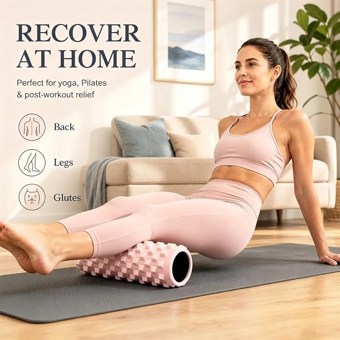 21" Foam Roller Deep Tissue Massager, Pink | Trigger Point Release, Muscle Recovery, Home Workout, Yoga, Pilates, Physical Therapy