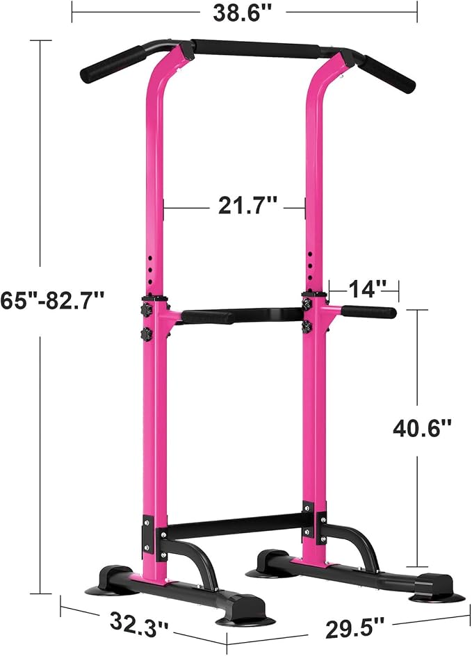 SogesHome Multi-Function Power Tower Pull Up Bar Dip Station for Home Gym | Height Adjustable PullUp Dip Stand, Full Body Strength Training Equipment, Fitness Workout for Push Ups Dips, 330LB Capacity