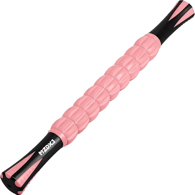 Muscle Roller & Massage Roller Stick for Athletes - Lymphatic Drainage Support, Relieves Muscle Soreness, Cramping & Tightness - Targets Legs, Arms, Back & Calves （Pink ）