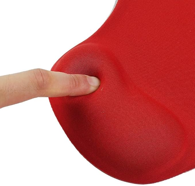 Office Mousepad with Gel Wrist Support - Ergonomic Gaming Desktop Mouse Pad Wrist Rest - Design Gamepad Mat Rubber Base for Laptop Computer -Silicone Non-Slip Special-Textured Surface (06Red)
