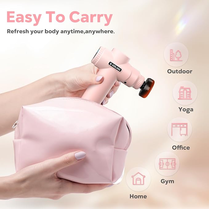 AERLANG Birthday Gifts for Women Massage Gun with Heat deep Tissue Pink | Mini Portable Travel Massager Percussion Muscle Back Massage Gun Pain Relief Body Handheld Massage tools Carrying Case LED