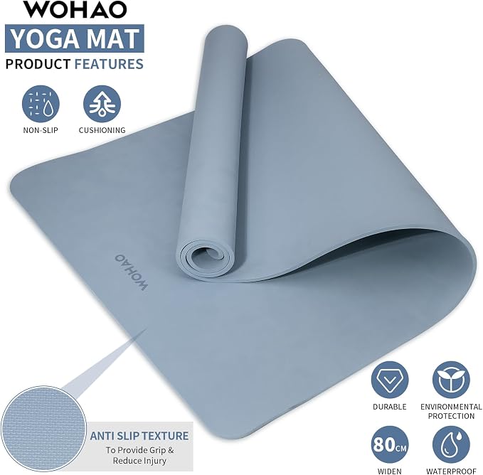 Extra Wide & Thick 8mm Yoga Mat, 72"x31.5" | Large Non Slip Exercise Mat, Premium POE Material, Superior Cushioning & Stability, With Strap for Home Gym, Pilates
