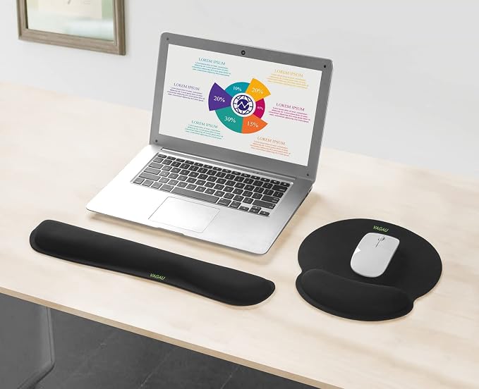 Comfy Mee Premium Memory Foam Keyboard and Mouse Wrist Rest Pads Set- for Comfortable Typing &Wrist Pain Relief (Pack of 2) | Ergonomic Memory Foam Set for Office, Laptop, Mac, Computer and Gaming, Comfortable Typing &Wrist Pain Relief