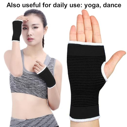 Palm Brace Wrist Compression Sleeves, Everyday Use Wrist Brace, Compression Carpal Tunnel for Wrist Pain Relief, Fitness Gloves, Sports compression Glove, Wrist guard for Men and Women (White edged Black)