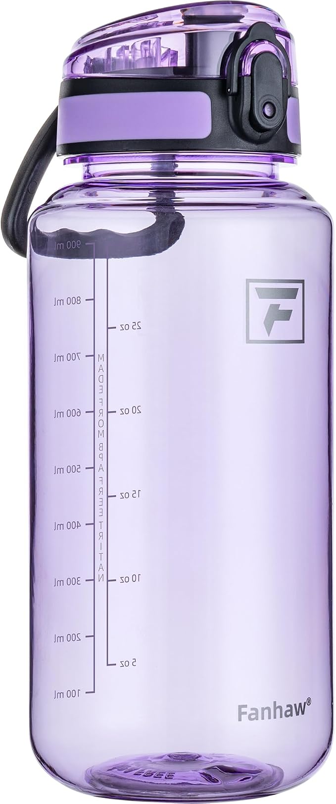 Fanhaw 32 Oz Clear Tritan Water Bottle, BPA-Free & Leak-Proof, Wide Mouth with Anti-dust Chug Lid, Reusable Plastic Bottle for Gym, Travel, School & Office, Back to School Essentials (Amethyst)